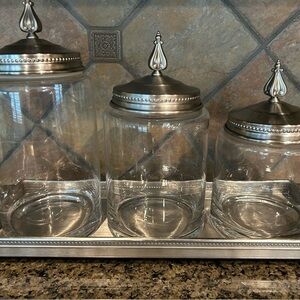 Southern Living Silver and Clear Glass Canister Set